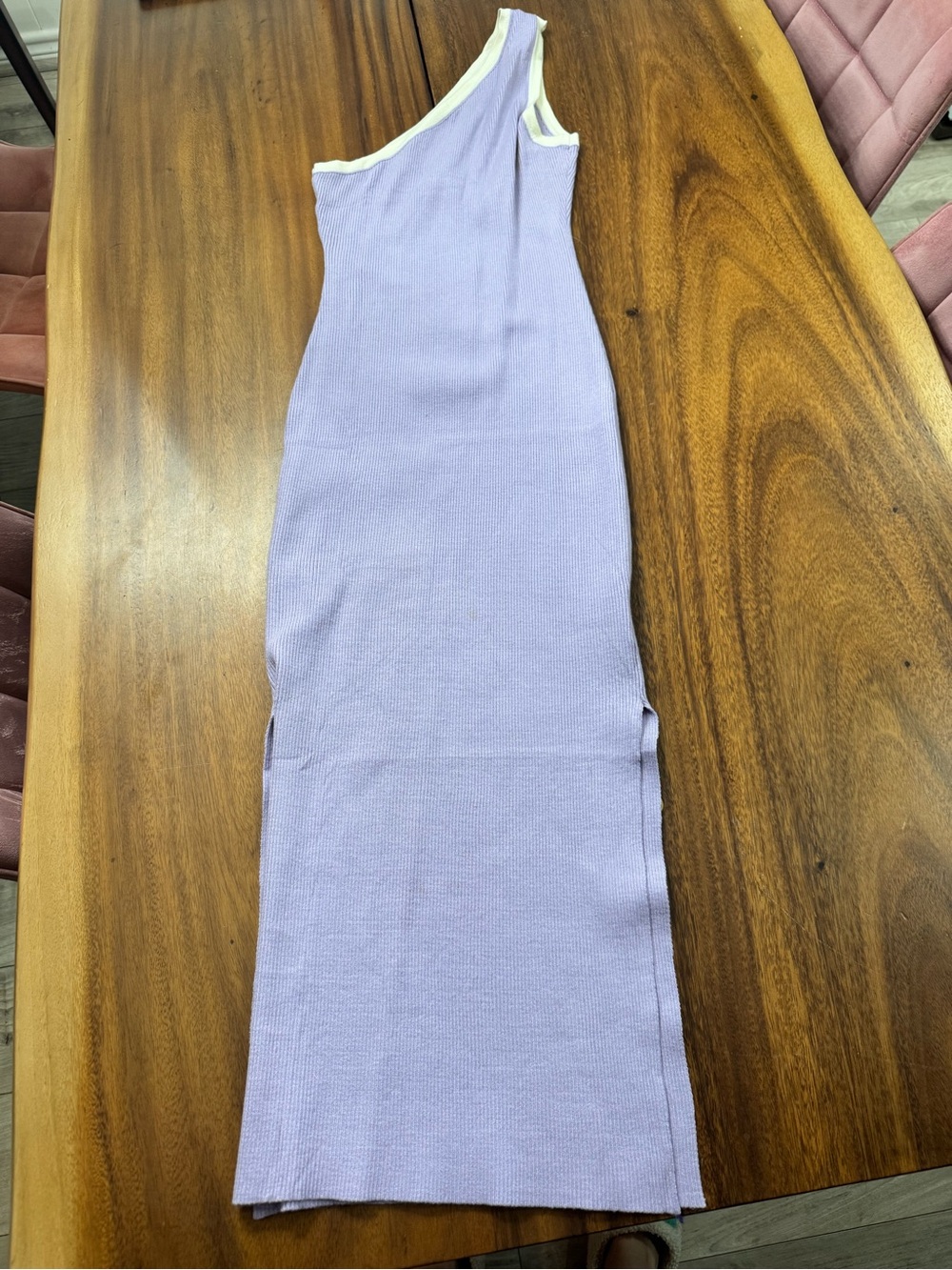 One-Shoulder Lavender Knit Maxi Dress